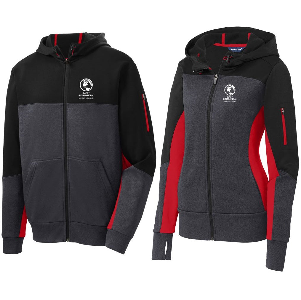 G7 Colorblock Full-Zip Hooded Jacket - Black/ Graphite Heather/ True Red